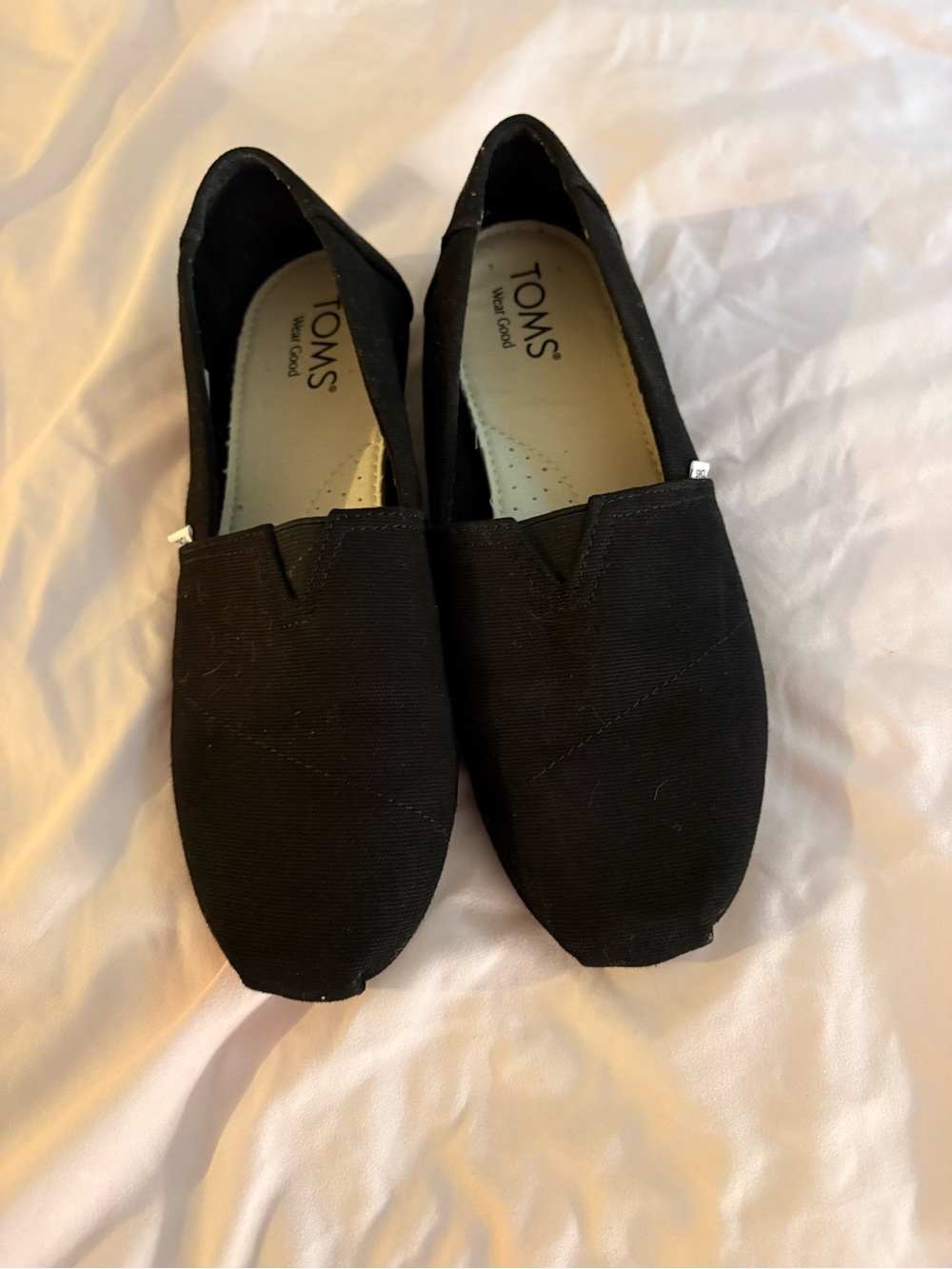 Toms Black Canvas Slip-On Shoes